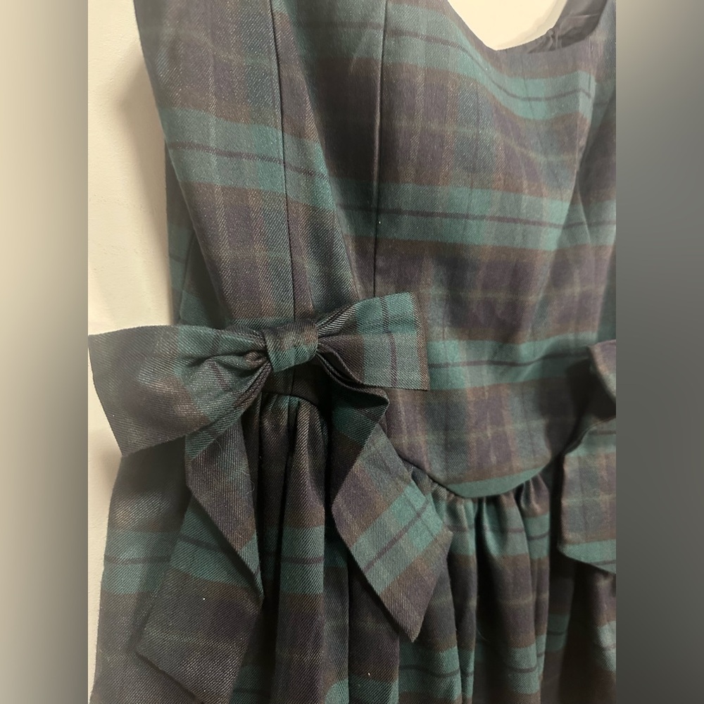 Avec Les Filles Dark Green and Navy Plaid Mini Dress - Picture 3 of 9